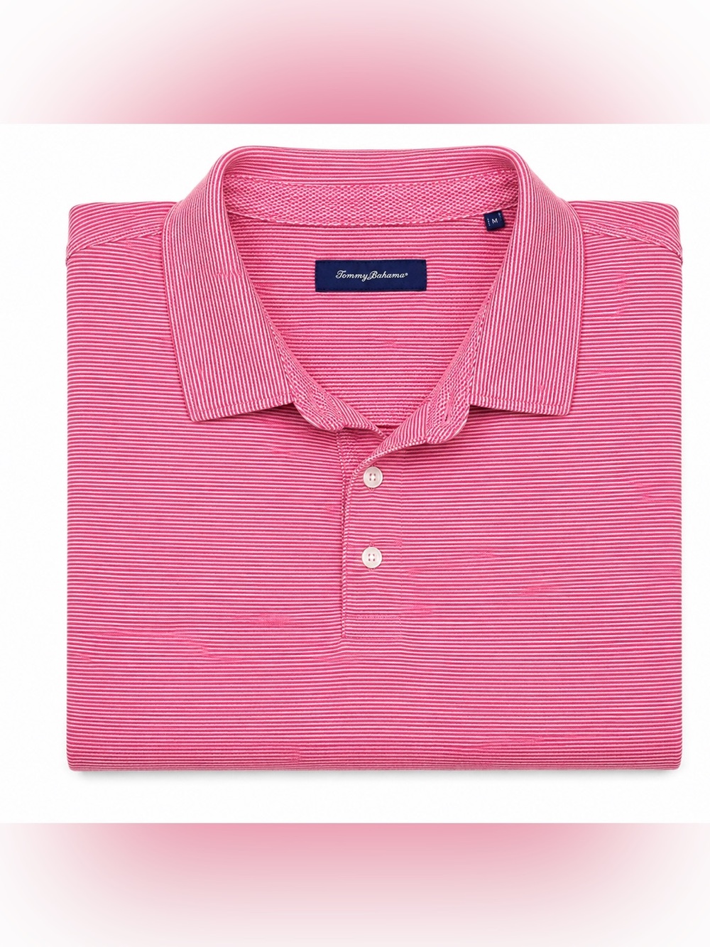 Tommy Bahama Pink Striped Tencel Blend Polo Shirt Men’s Small Soft Luxury Casual